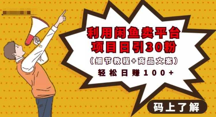 图片[1]-利用闲鱼卖平台项目课程资源日引流30+精准粉丝，轻松日赚100+，积累人脉可实现二次变-课程网