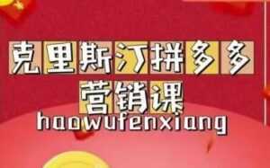 克里斯汀《拼多多运营课》适合小白初涉平台,低成本入门-课程网