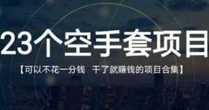 《23个空手套项目》0成本0投入,干了就赚钱纯空手套生意经-课程网
