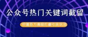 公众号热门关键词截留精准引流实战课程,价值百万高级拦截引流玩法!-课程网