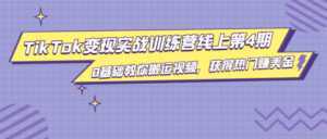 龟课·TikTok变现实战训练营线上第4期,0基础教你搬运视频,获得热门赚美金-课程网