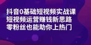 抖音0基础短视频实战课,短视频运营赚钱新思路,零粉丝也能助你上热门-课程网