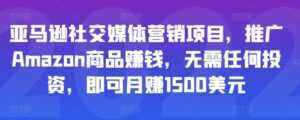 亚马逊社交媒体营销项目,推广Amazon商品赚钱,无需任何投资,即可月赚1500美元-课程网
