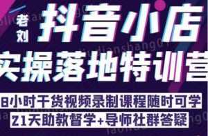 抖音小店实操落地特训营:抖音小店无货源精细化运营,抖店商品卡流量(22节)-课程网
