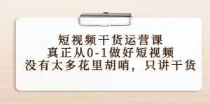 短视频干货运营课,真正从0-1做好短视频,没有太多花里胡哨,只讲干货-课程网