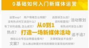 新媒体运营系列课,课程零基础入门,解锁高薪职业必备的四项技能-课程网