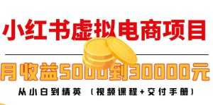 小红书虚拟电商项目:从小白到精英 月收益5000到30000 (视频课程+交付手册)-课程网