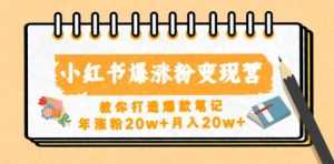 小红书爆涨粉变现营,教你打造爆款笔记,年涨粉20w+月入20w-课程网