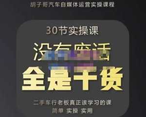 胡子哥·汽车自媒体运营实操课，汽车新媒体二手车短视频运营教程-价值8888元-课程网