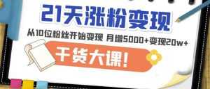 21天精准涨粉变现干货大课:从10位粉丝开始变现月增5000+变现20w+-课程网