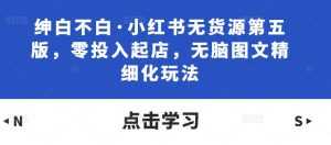绅白不白·小红书无货源第五版,零投入起店,无脑图文精细化玩法-课程网