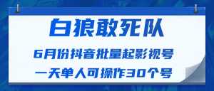 白狼敢死队最新抖音短视频批量起影视号(一天单人可操作30个号)视频课程-课程网