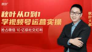 秋叶从0到1学视频号运营实操,抢占微信10亿级红利市场【完结-高清无水印】-课程网