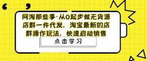 网淘那些事·从0起步做无货源店群一件代发,淘宝最新的店群操作玩法,快速启动销售-课程网