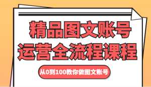 精品图文账号运营全流程课程 从0到100教你做图文账号-课程网